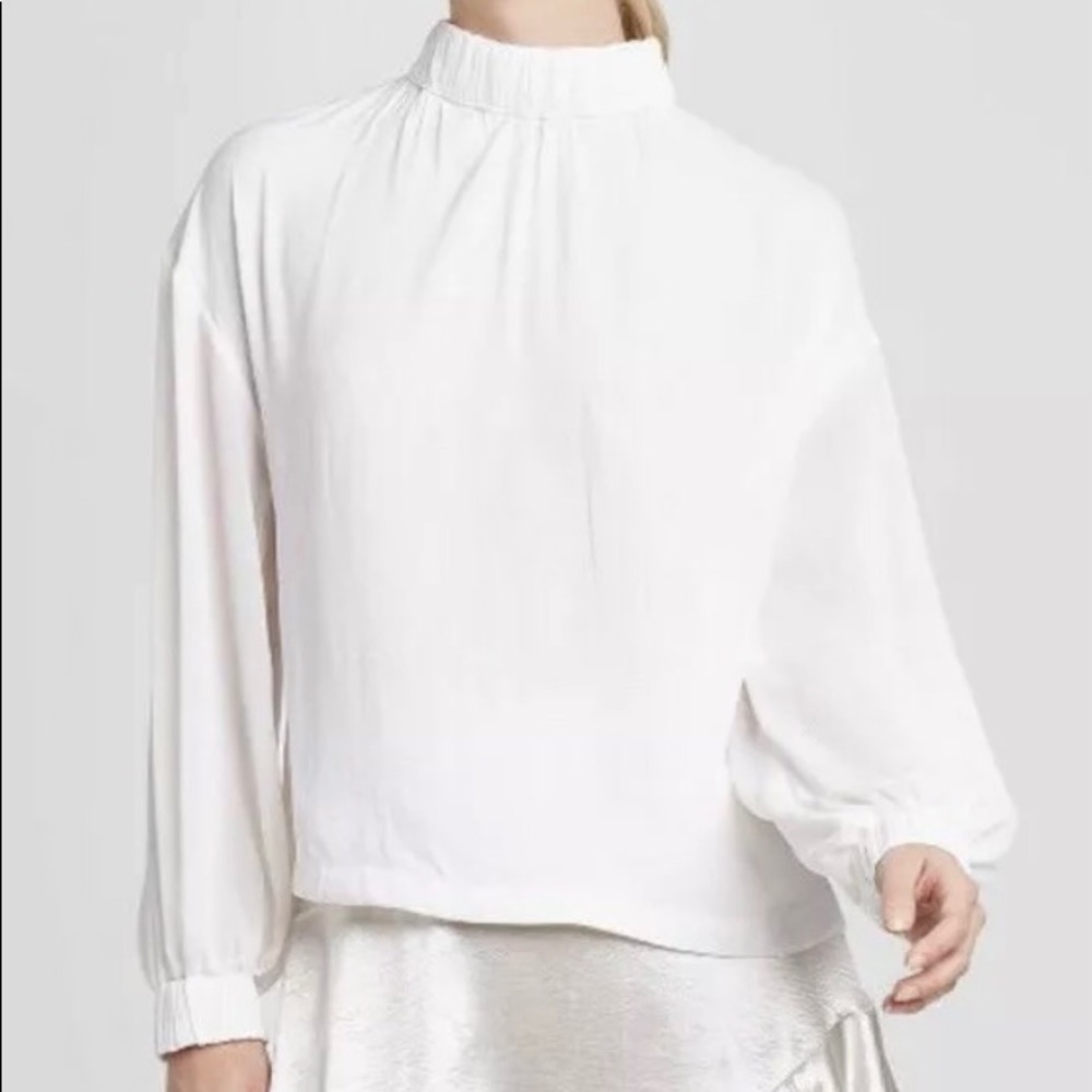 Gesso White Minimalist Chiffon Style Top Blouse XS - Picture 2 of 8